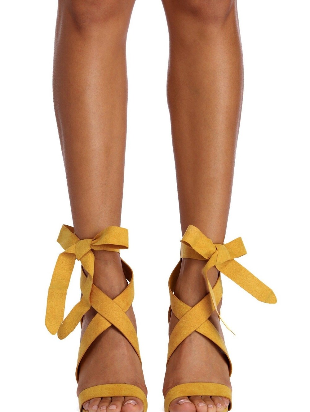 Mustard Yellow Wrap-Ankle Women's Sandals
